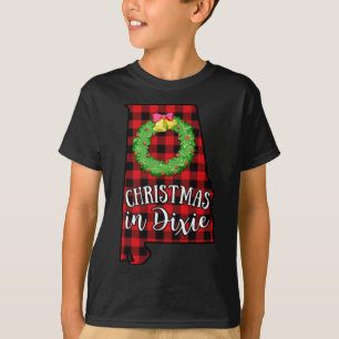 Christmas in Dixie Alabama Buffalo Red Plaid South T-Shirt
