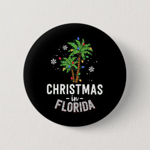 Christmas In Florida Deck The Palm Trees Family Va 6 Cm Round Badge