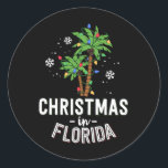 Christmas In Florida Deck The Palm Trees Family Va Classic Round Sticker<br><div class="desc">Christmas In Florida Deck The Palm Trees Family Vacation</div>