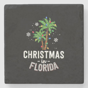 Christmas In Florida Deck The Palm Trees Family Va Stone Coaster