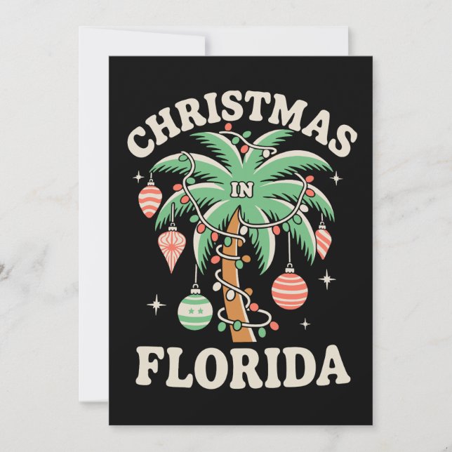 Christmas In Florida Palm Tree Xmas Lights Winter Holiday Card (Front)