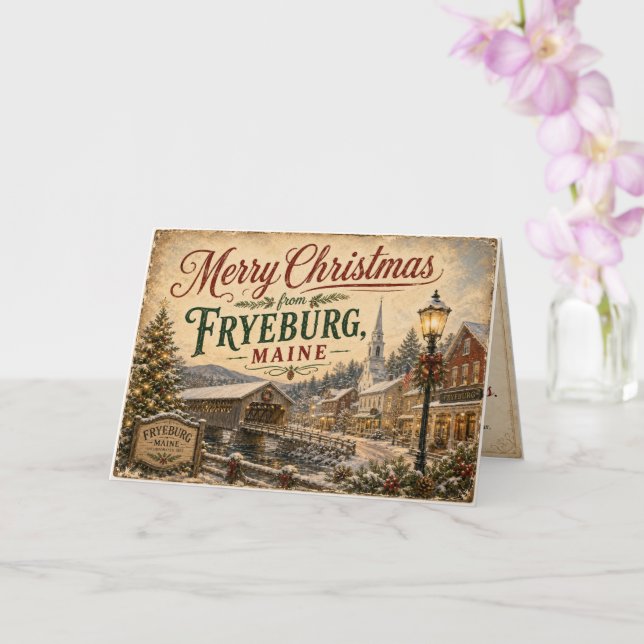 Christmas in Fryeburg Maine Greeting Card (Orchid)