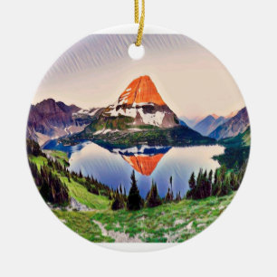 Christmas in Glacier Park Ceramic Tree Decoration