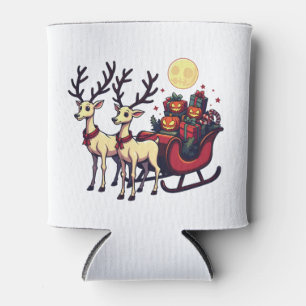 Christmas in Halloween Reindeer Pumpkin Presents Can Cooler