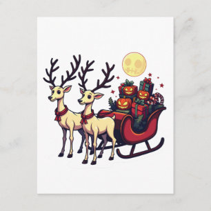 Christmas in Halloween Reindeer Pumpkin Presents Enclosure Card