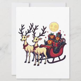 Christmas in Halloween Reindeer Pumpkin Presents Invitation