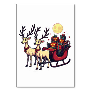 Christmas in Halloween Reindeer Pumpkin Presents Table Number