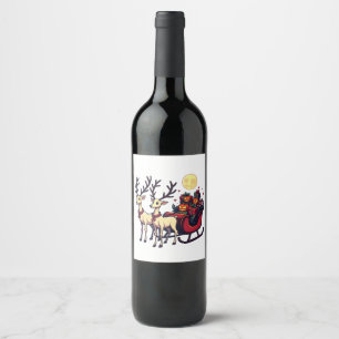 Christmas in Halloween Reindeer Pumpkin Presents Wine Label