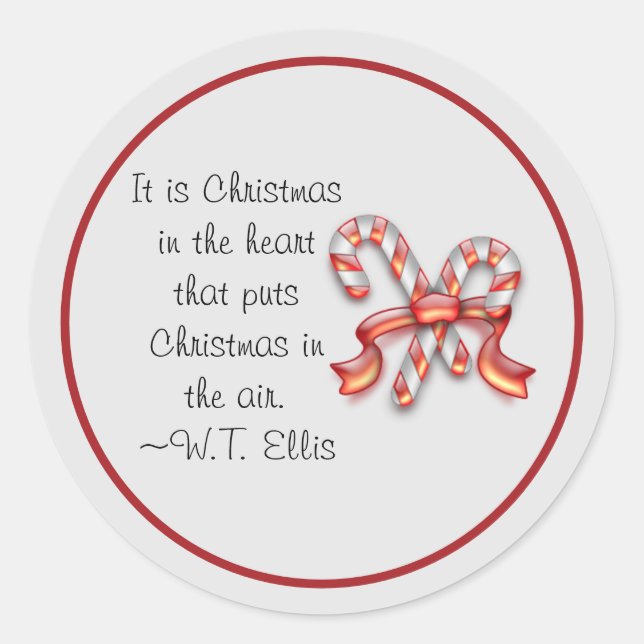 Christmas In Hearts Quote Classic Round Sticker (Front)