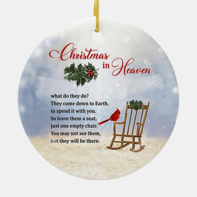 Christmas in Heaven Empty Chair Ceramic Tree Decoration (Back)