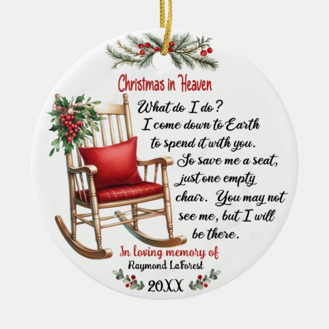 Christmas in Heaven in memory of Ceramic Tree Decoration (Front)