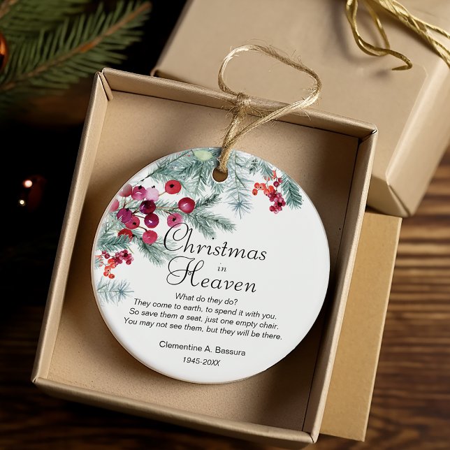 Christmas In Heaven Memorial Photo Ceramic Tree Decoration (Christmas In Heaven Memorial Photo Ceramic Ornament)
