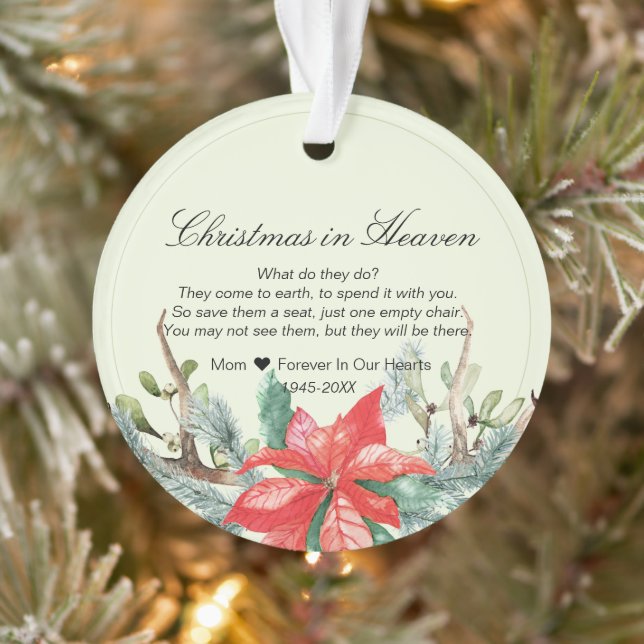 Christmas In Heaven Memorial Photo Keepsake Ornament (Tree)
