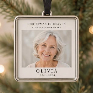 Christmas in Heaven Personalised Memorial Photo  Metal Tree Decoration