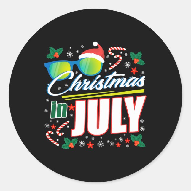 Christmas In July 1  Classic Round Sticker (Front)