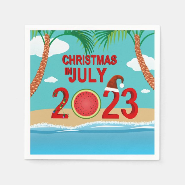 Christmas in July 2023 Watermelon Beach Napkin (Front)