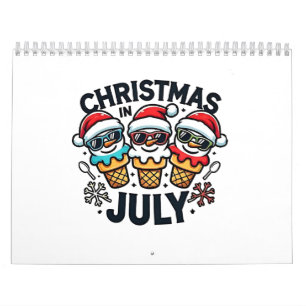 Christmas in July 4th of July Ice Cream USA Calendar