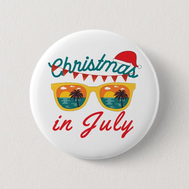 Christmas In July 6 Cm Round Badge (Front)