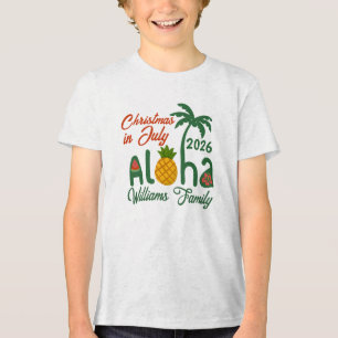 Christmas In July Aloha Personalised T-Shirt Tri-Blend Shirt