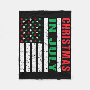 Christmas In July American Flag Xmas Patriotic Chr Fleece Blanket
