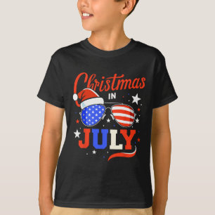 Christmas In July And Patriotic 4th Of July Indepe T-Shirt