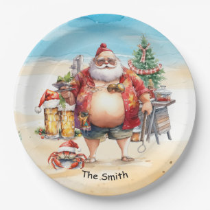 Christmas in July at the beach Paper Plate