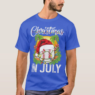 Christmas In July Baseball Santa Hat Summer T-Shirt