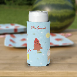 Christmas in July BBQ Summer Party Personalised Seltzer Can Cooler