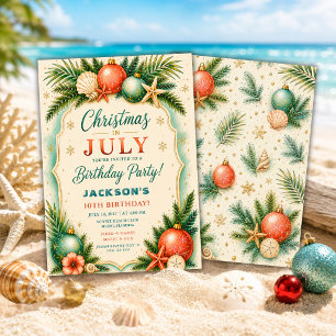 Christmas in July Beach Birthday Invitation