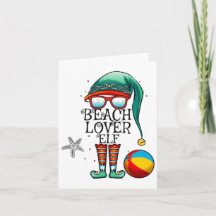 Christmas In July Beach Lover Elf Matching Family Card