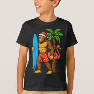 Christmas In July Bigfoot Hawaiian Xmas Palm Tree T-Shirt