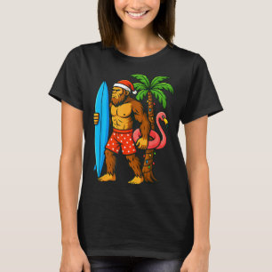 Christmas In July Bigfoot Hawaiian Xmas Palm Tree T-Shirt
