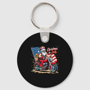 Christmas In July Biker Santa American Funny Summe Key Ring