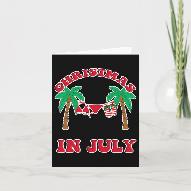 Christmas In July Bikini Flip Flops Palm Tree  Card (Front)