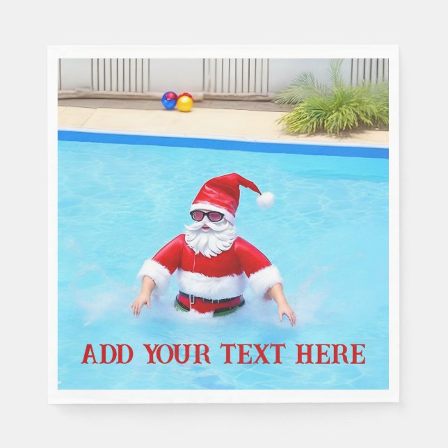Christmas in July Birthday or Summer Pool Party Napkin (Front)