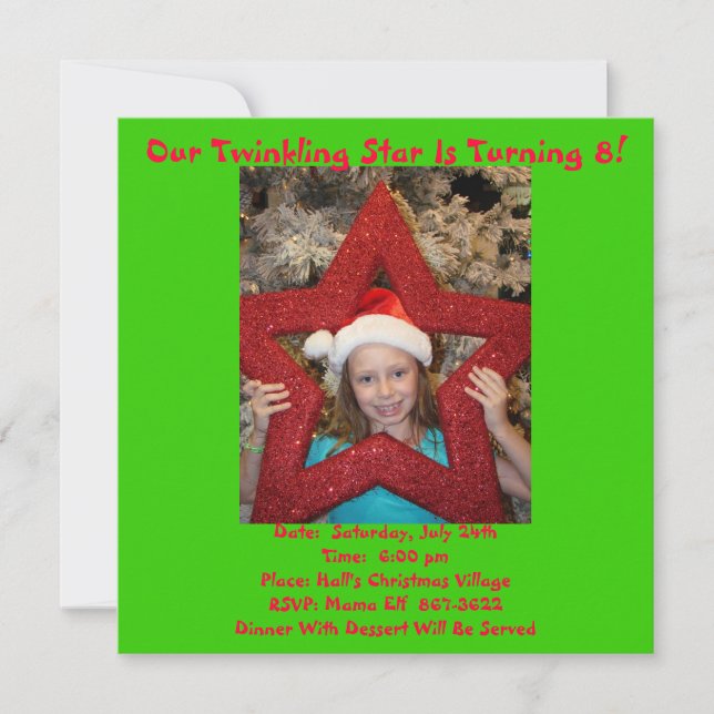 Christmas In July Birthday Theme Invitation (Front)