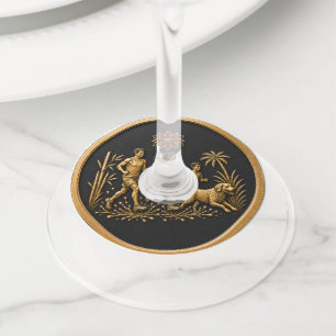 Christmas in July Black and Gold Wine Glass Tag