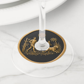 Christmas in July Black and Gold Wine Glass Tag