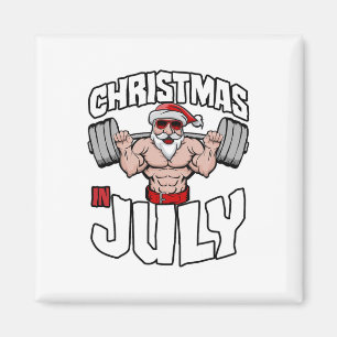 Christmas In July Bodybuilder Santa Beach Squat Gy Magnet