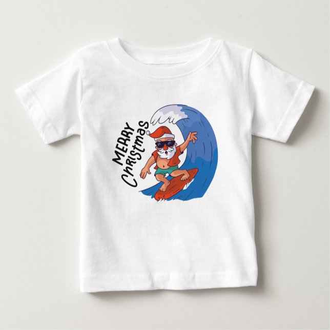 Christmas in July Card Classic Round Sticker Napki Baby T-Shirt (Front)