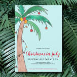 Christmas In July Celebration Palm Tree Party  Invitation<br><div class="desc">Christmas In July Celebration Palm Tree Party Invitation. Invite family and friends to your Christmas Themed Summer Party with these fun festive invitations. They feature a watercolor of a decorated palm tree. Customise these party invitations with your details, change the word Celebration to Party or BBQ if you wish. All...</div>
