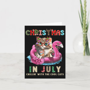 Christmas In July Chillin Cats Flamingo Float Meow Card