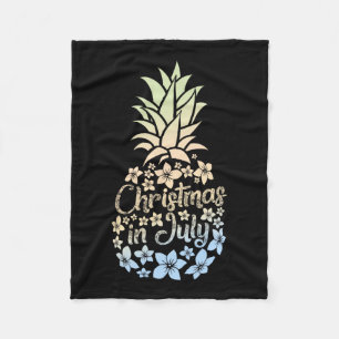 Christmas In July Colourful Pineapple Beach Summer Fleece Blanket