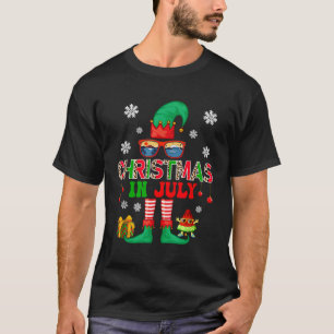Christmas In July Costume Elf Sunglasses Beach Lov T-Shirt