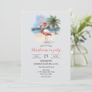 Christmas in July Custom Company Name Flamingo Invitation