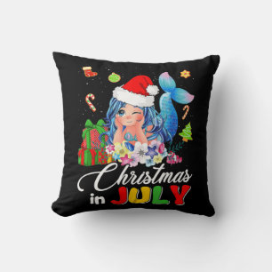 Christmas In July Cute Anime Mermaid Santa Hat Sum Cushion