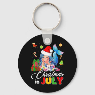 Christmas In July Cute Anime Mermaid Santa Hat Sum Key Ring