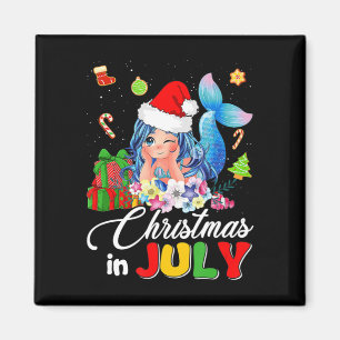 Christmas In July Cute Anime Mermaid Santa Hat Sum Magnet