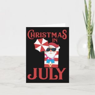 Christmas In July Cute Beach Santa Claus Gift  Card