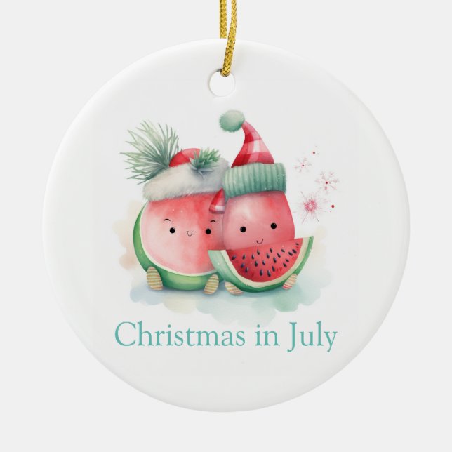 Christmas in July cute Ceramic Tree Decoration (Front)